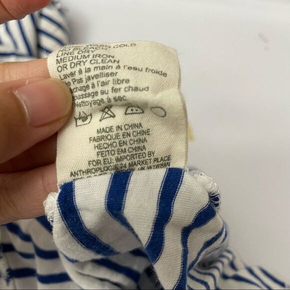Anthropologie Tiny Leila Embroidered Tee Shirt Striped Puff sleeve blouse sz XS - Picture 7 of 7